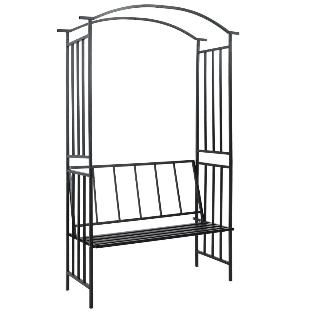 Garden Arch with Bench Black 50.4"x19.7"x81.5" Iron at Set Shop and Smile