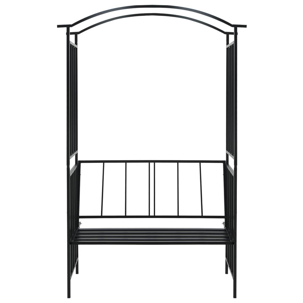 Garden Arch with Bench Black 50.4"x19.7"x81.5" Iron at Set Shop and Smile