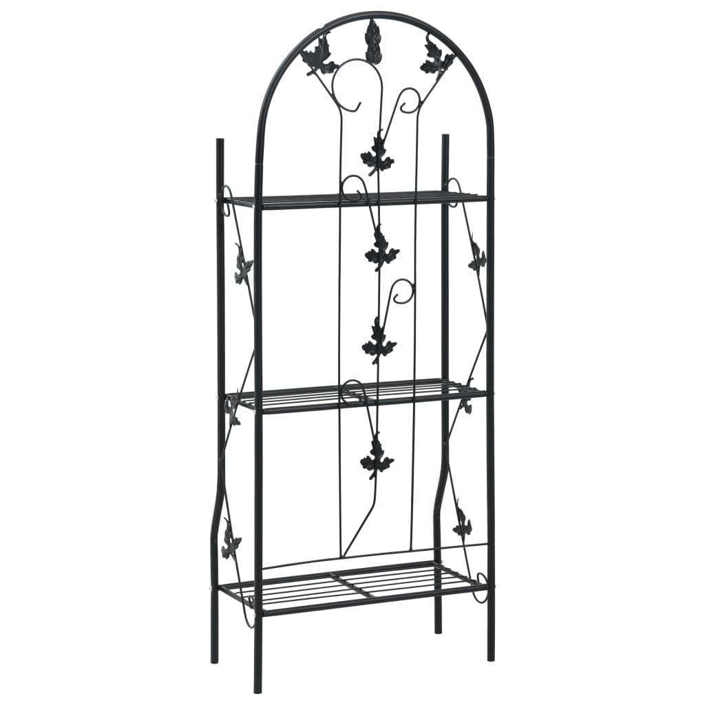 3-Layer Plant Rack Black 20.5"x11"x50.4" Iron at Set Shop and Smile