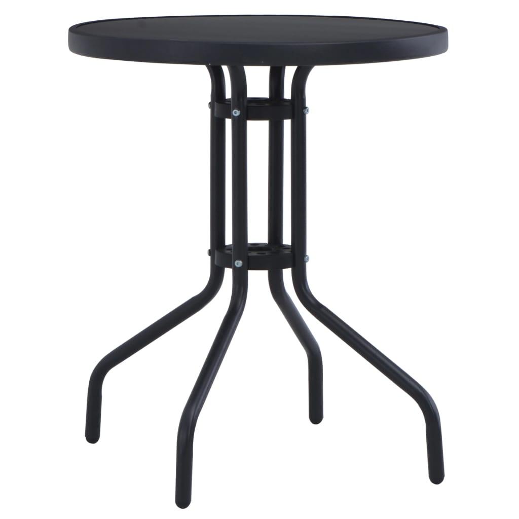 Patio Table Black 23.6" Steel and Glass at Set Shop and Smile