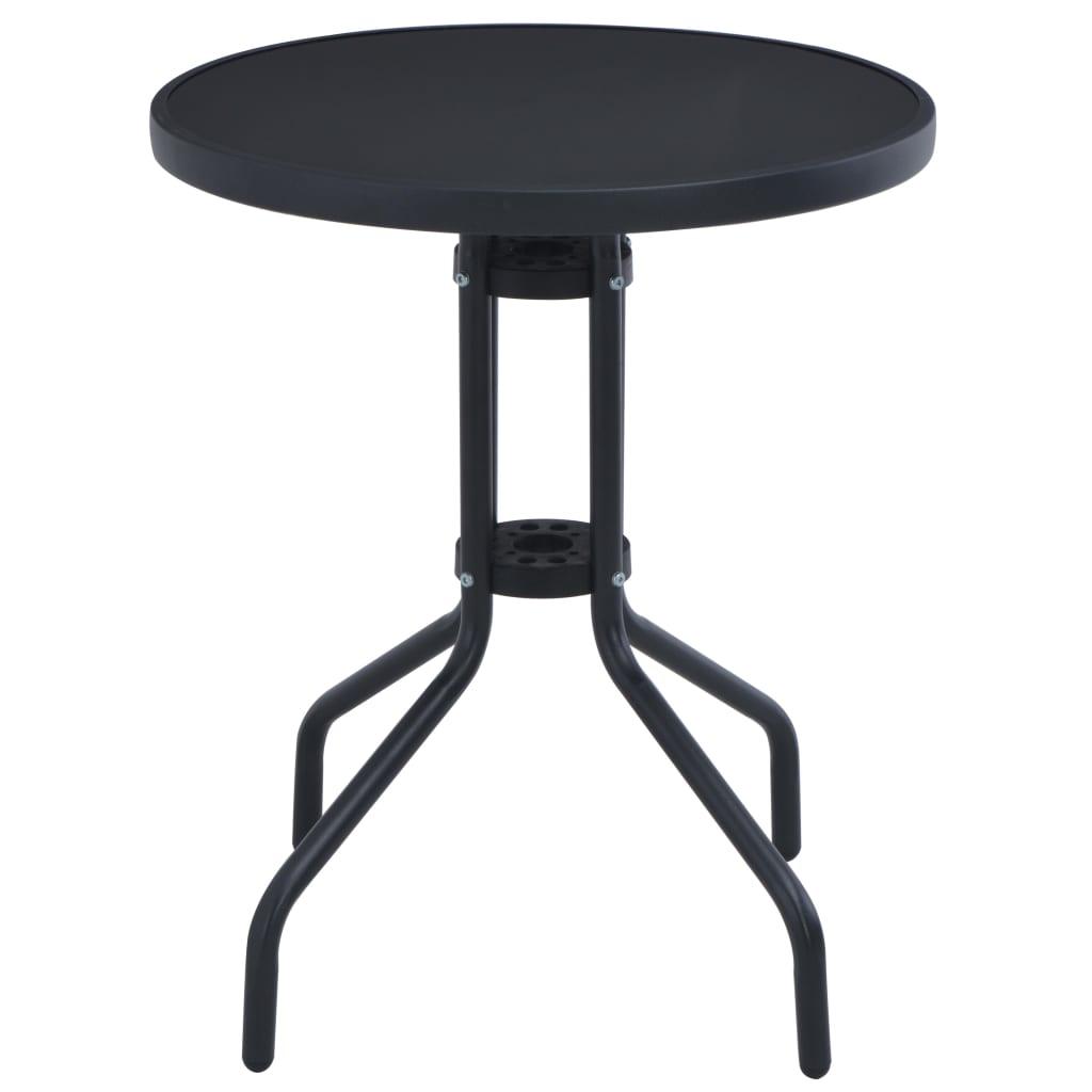 Patio Table Black 23.6" Steel and Glass at Set Shop and Smile