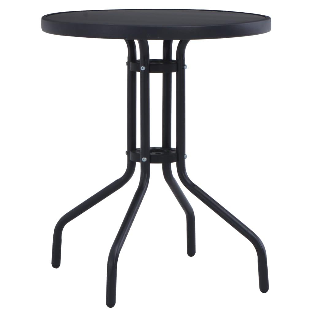 Patio Table Black 31.5" Steel and Glass at Set Shop and Smile