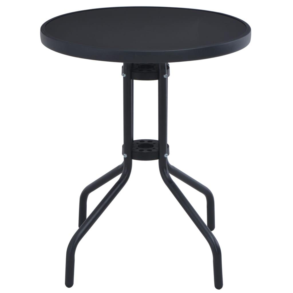 Patio Table Black 31.5" Steel and Glass at Set Shop and Smile