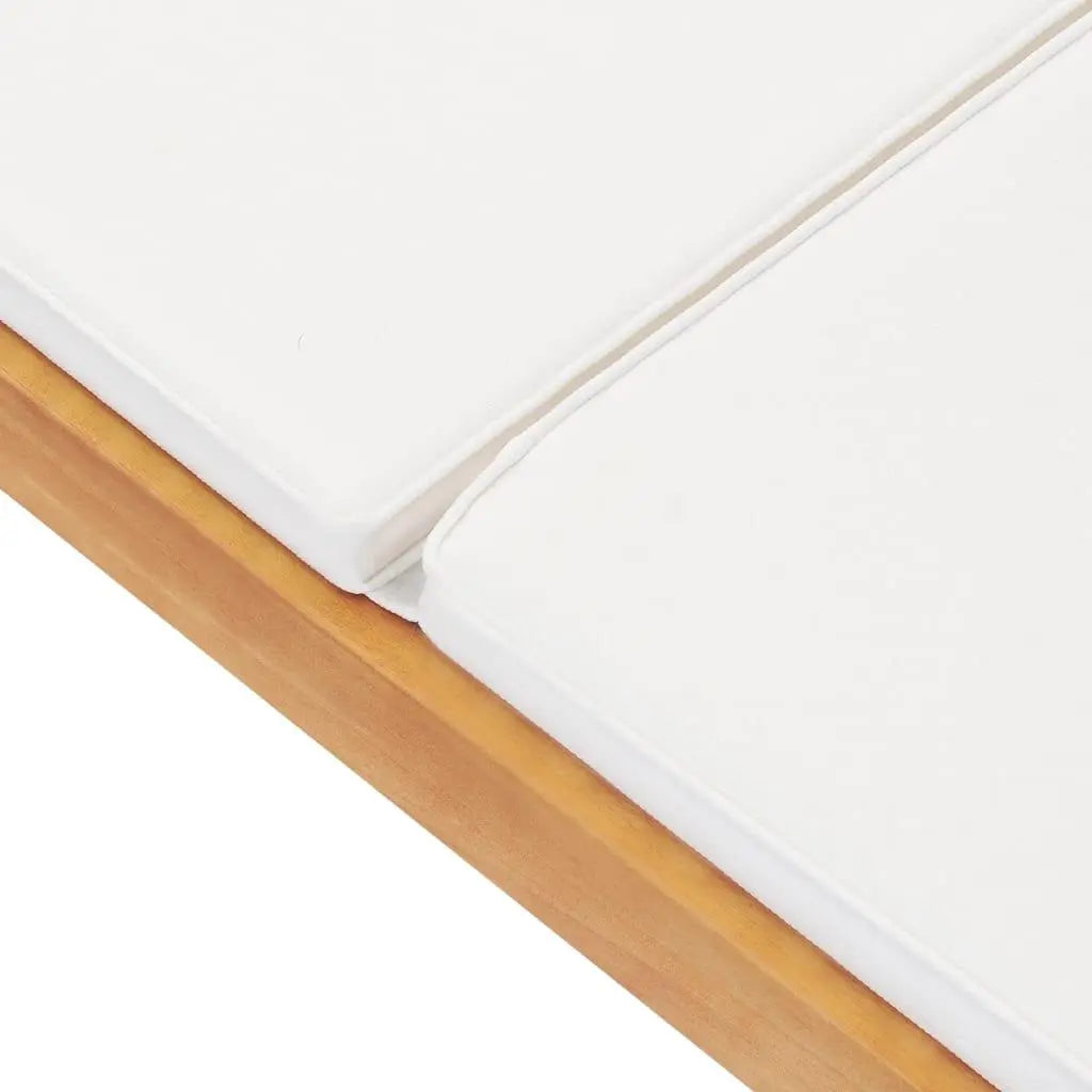 Sun Lounger with Cushion Solid Teak Wood Cream at Set Shop and Smile