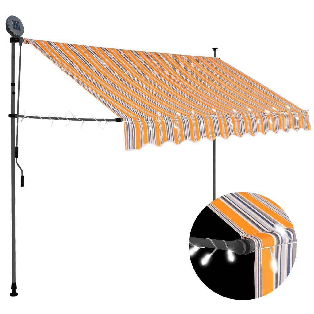 Manual Retractable Awning with LED 98.4" Yellow and Blue at Set Shop and Smile