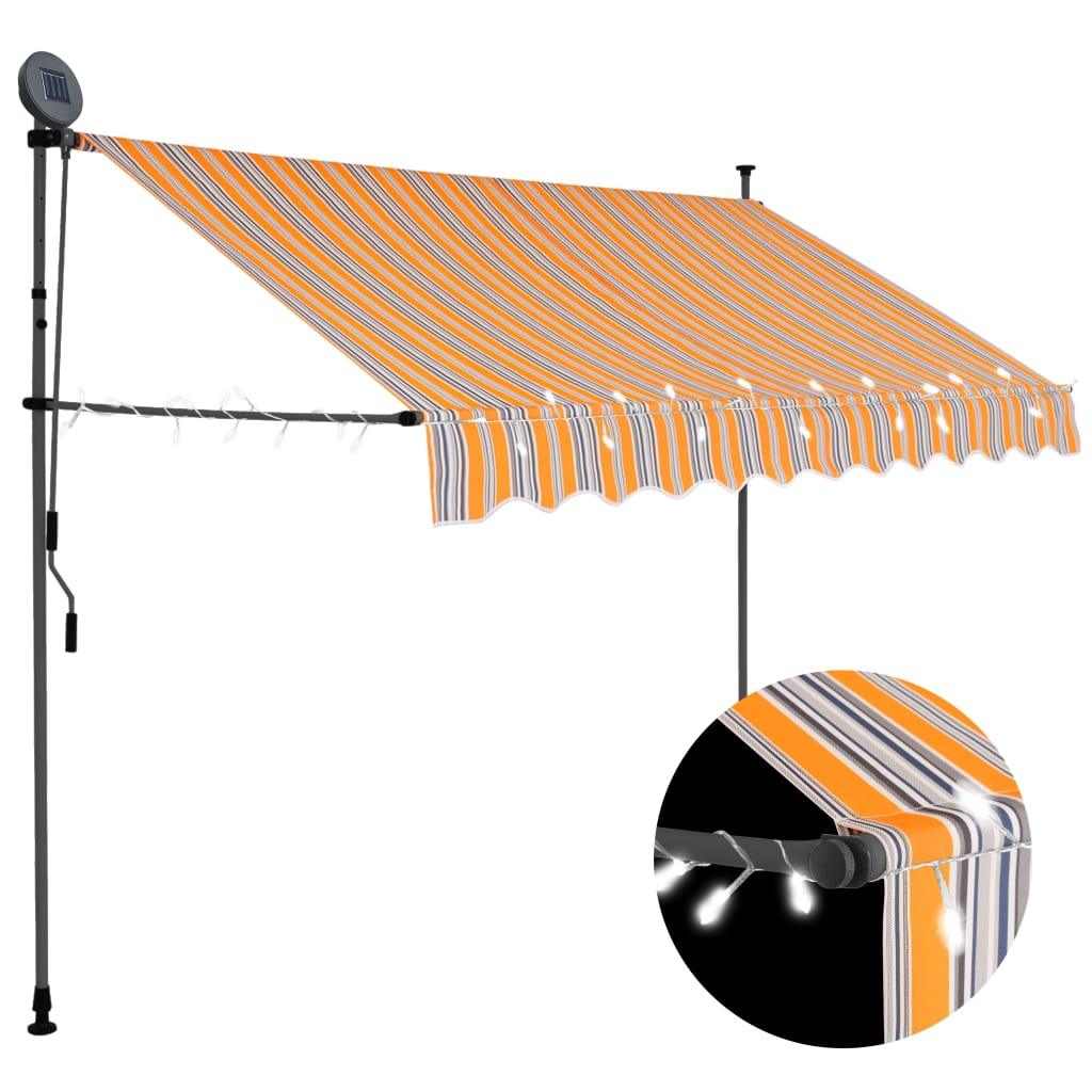 Manual Retractable Awning with LED 118.1" Yellow and Blue at Set Shop and Smile
