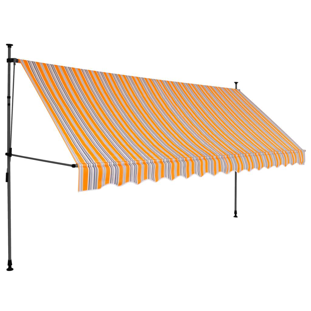 Manual Retractable Awning with LED 137.8" Yellow and Blue at Set Shop and Smile