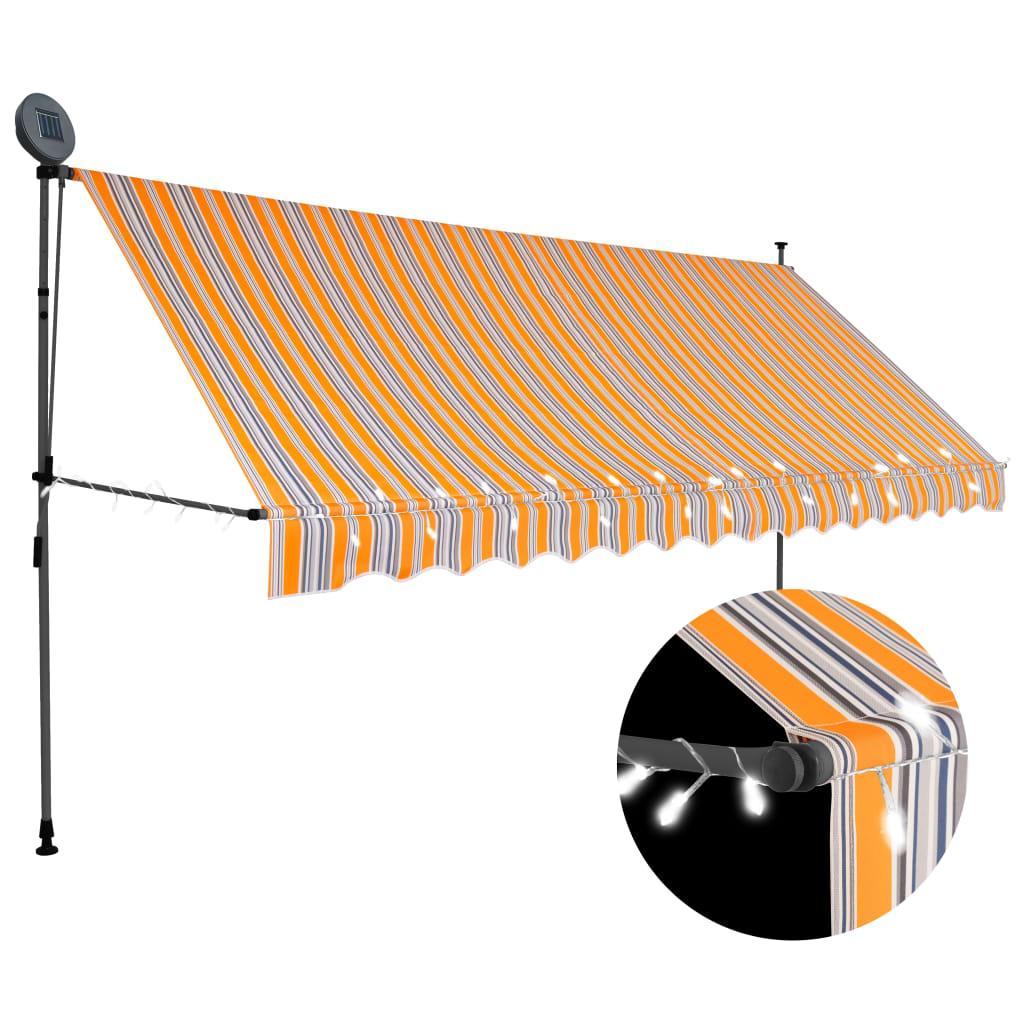 Manual Retractable Awning with LED 157.5" Yellow and Blue at Set Shop and Smile