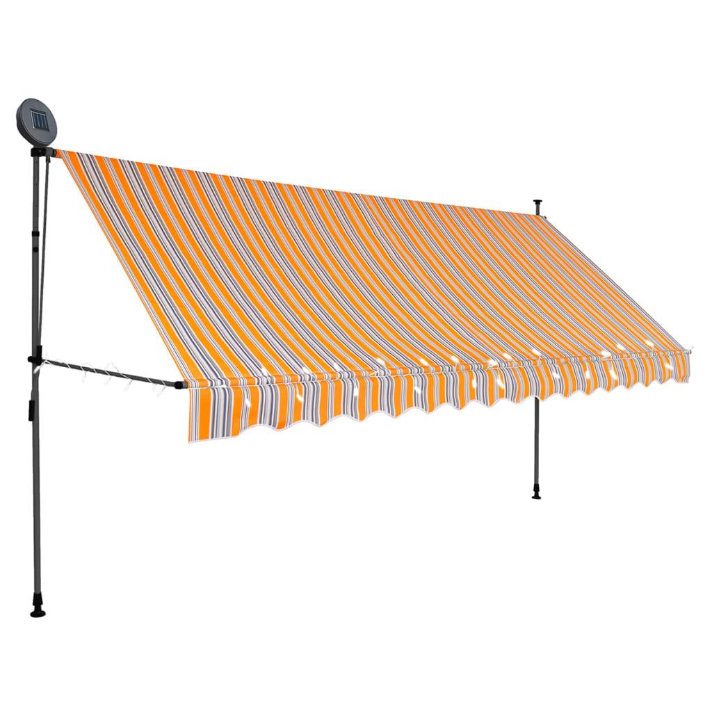 Manual Retractable Awning with LED 157.5" Yellow and Blue at Set Shop and Smile