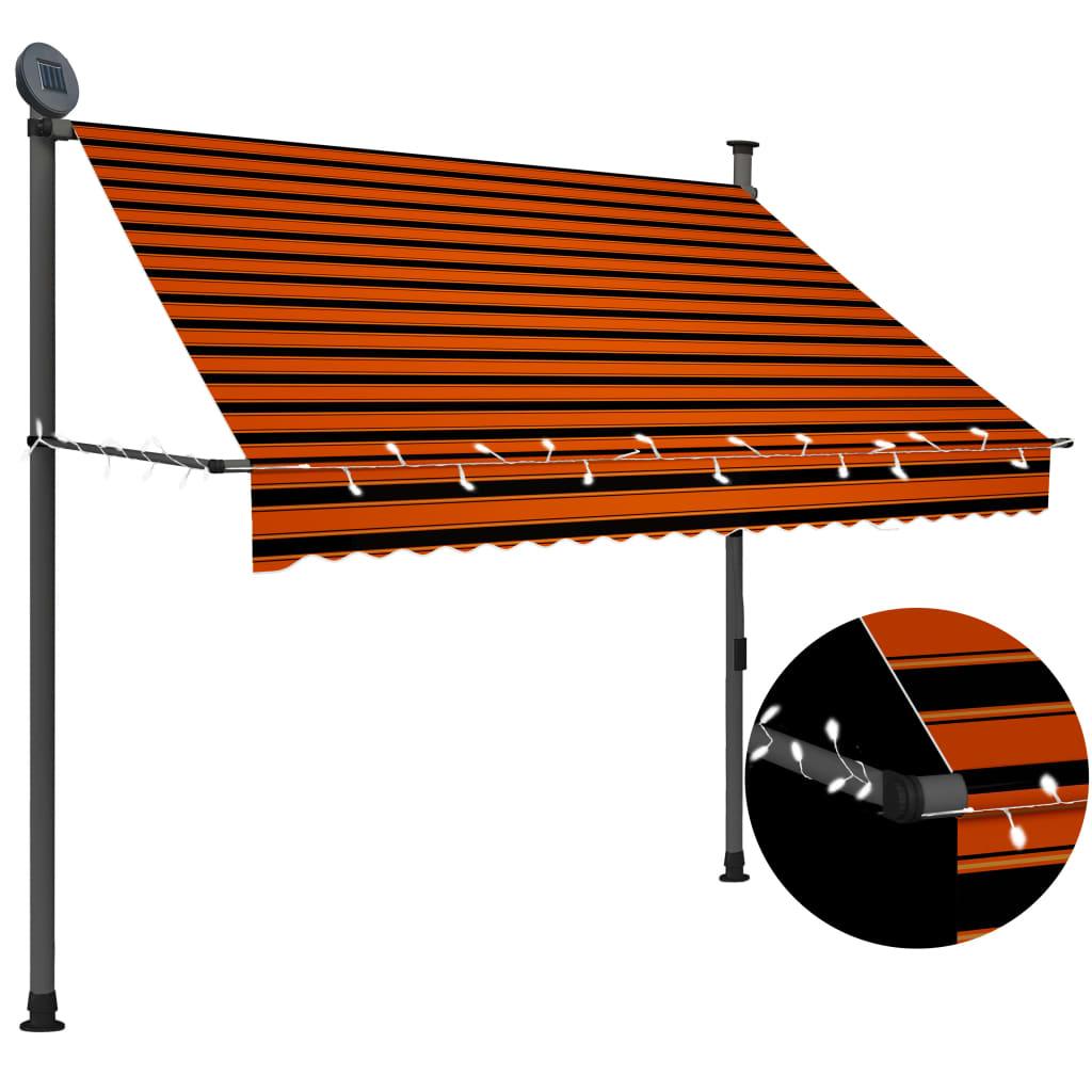 Manual Retractable Awning with LED 78.7" Orange and Brown at Set Shop and Smile