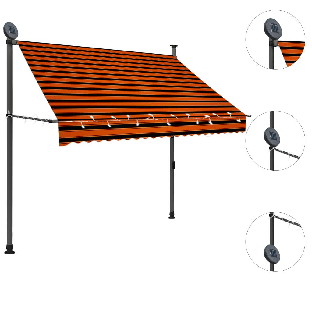 Manual Retractable Awning with LED 78.7" Orange and Brown at Set Shop and Smile
