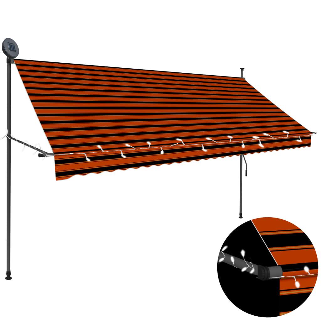 Manual Retractable Awning with LED 118.1" Orange and Brown at Set Shop and Smile