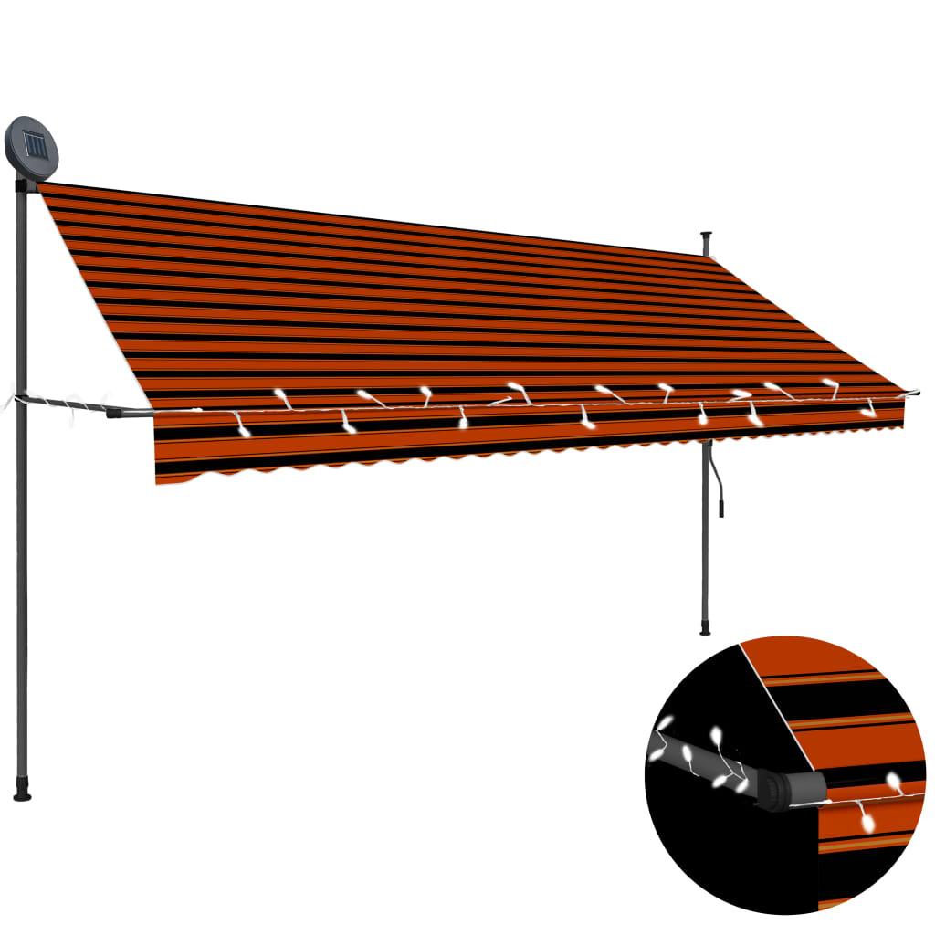 Manual Retractable Awning with LED 137.8" Orange and Brown at Set Shop and Smile