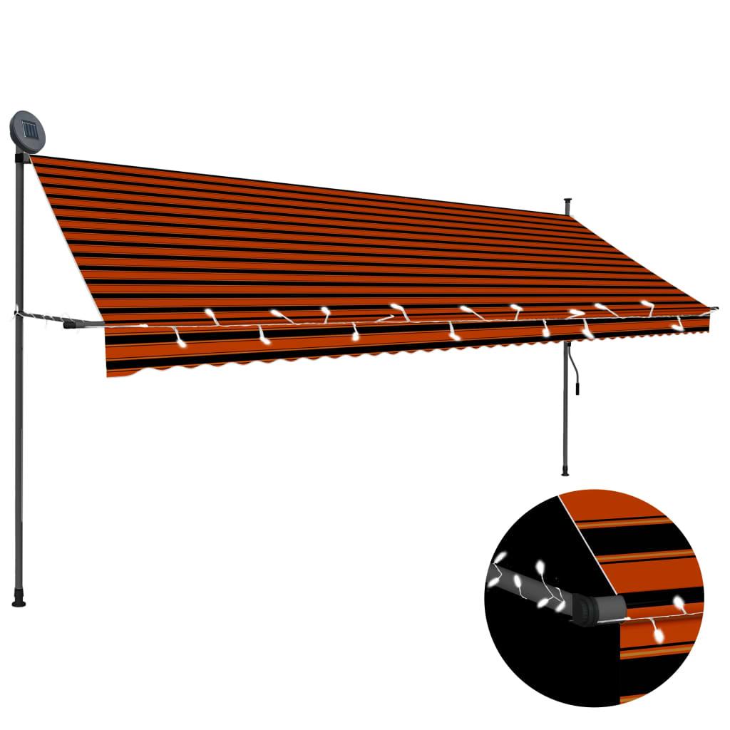 Manual Retractable Awning with LED 157.5" Orange and Brown at Set Shop and Smile