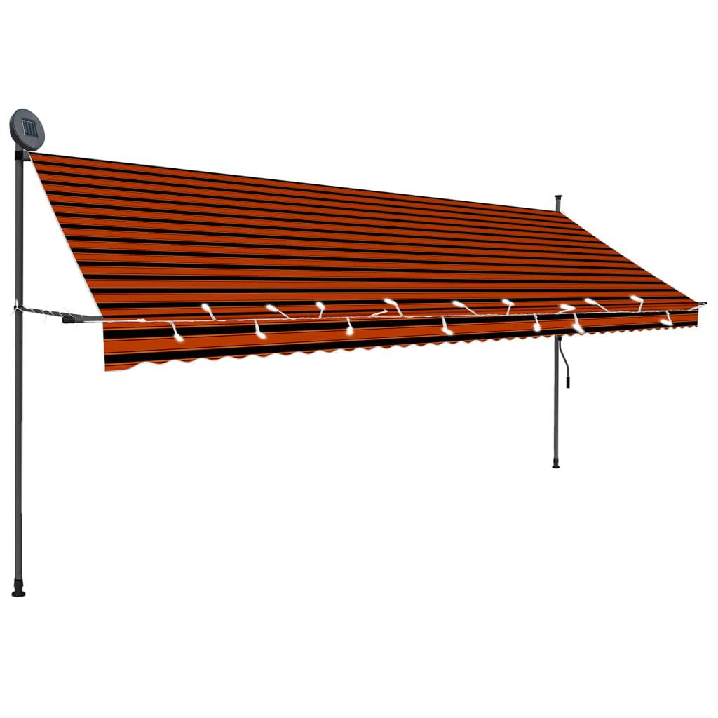 Manual Retractable Awning with LED 157.5" Orange and Brown at Set Shop and Smile