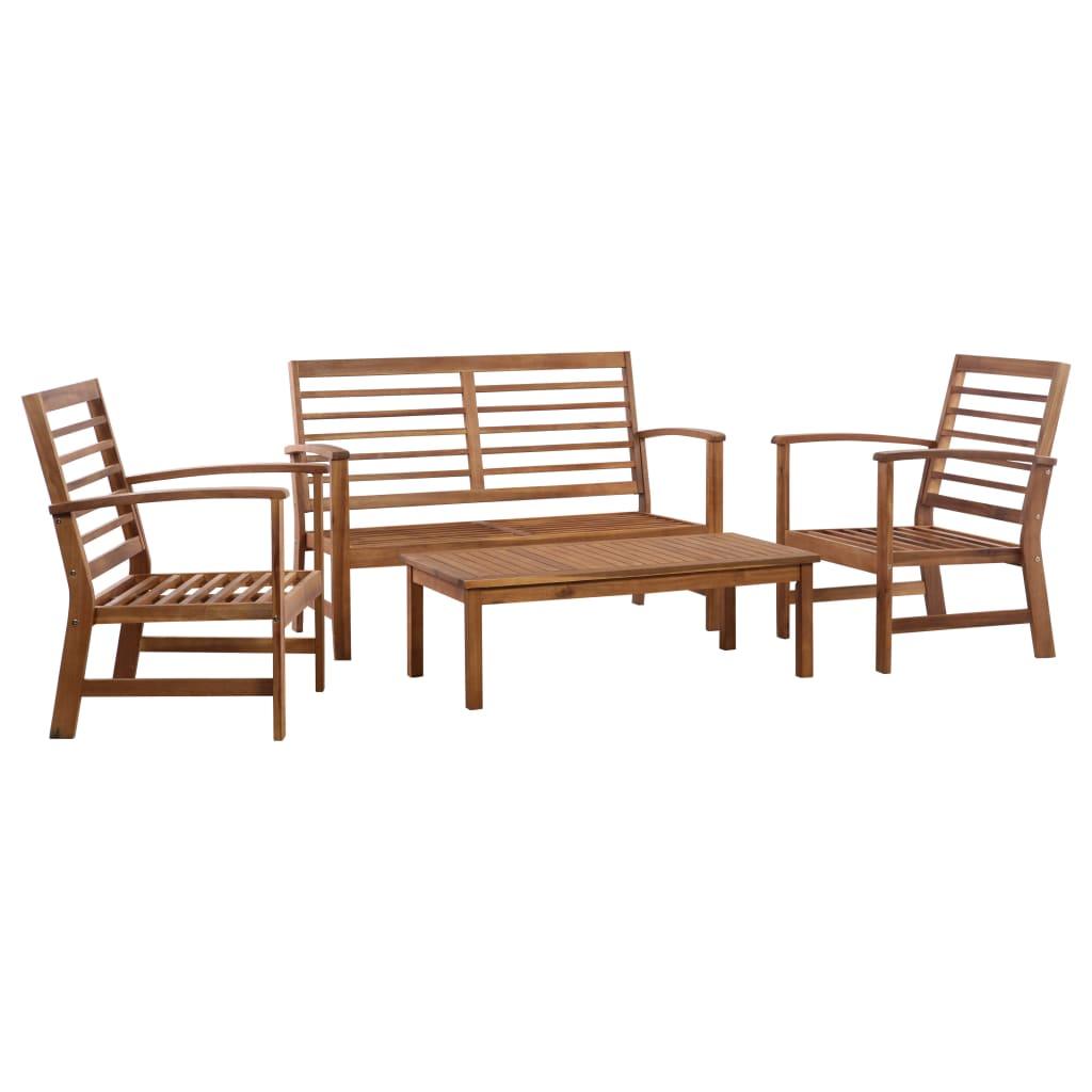 4 Piece Patio Lounge Set Solid Acacia Wood at Set Shop and Smile