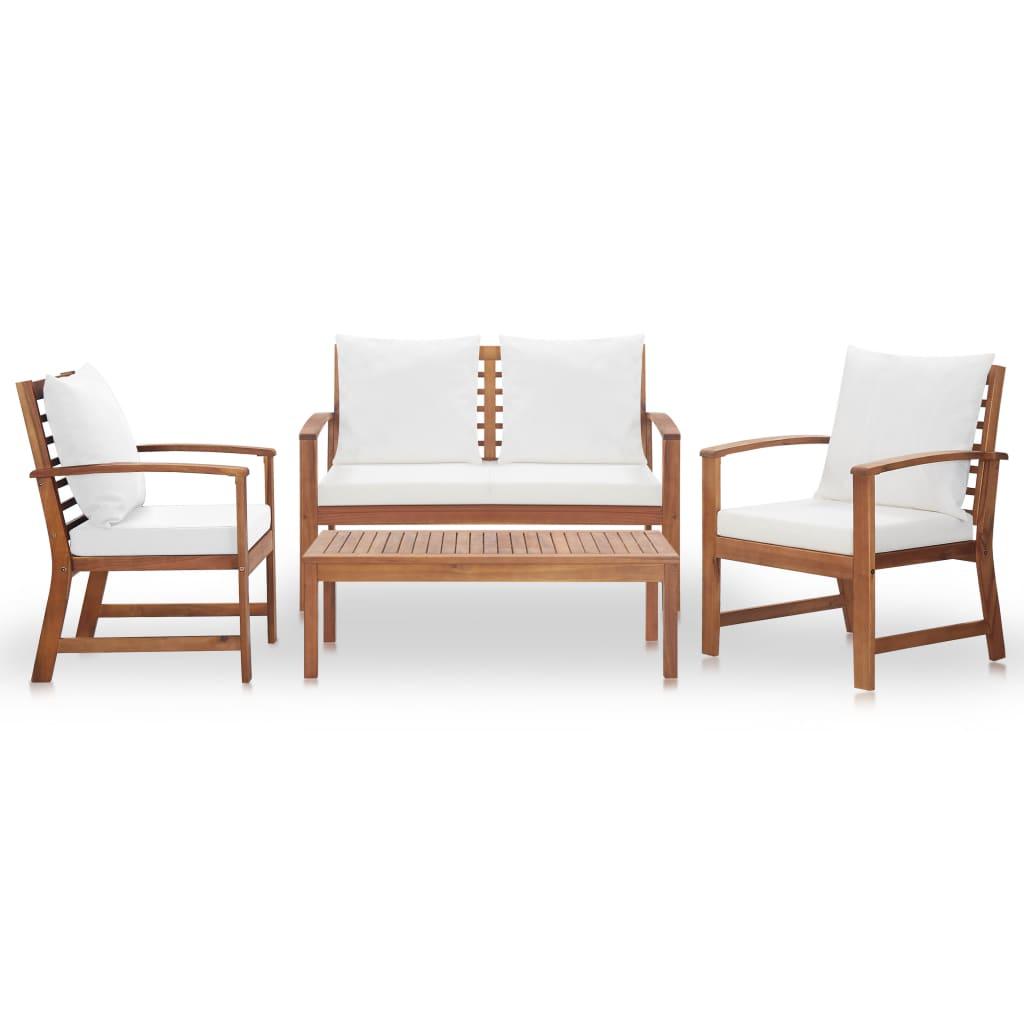 4 Piece Garden Lounge Set with Cushions Solid Acacia Wood at Set Shop and Smile