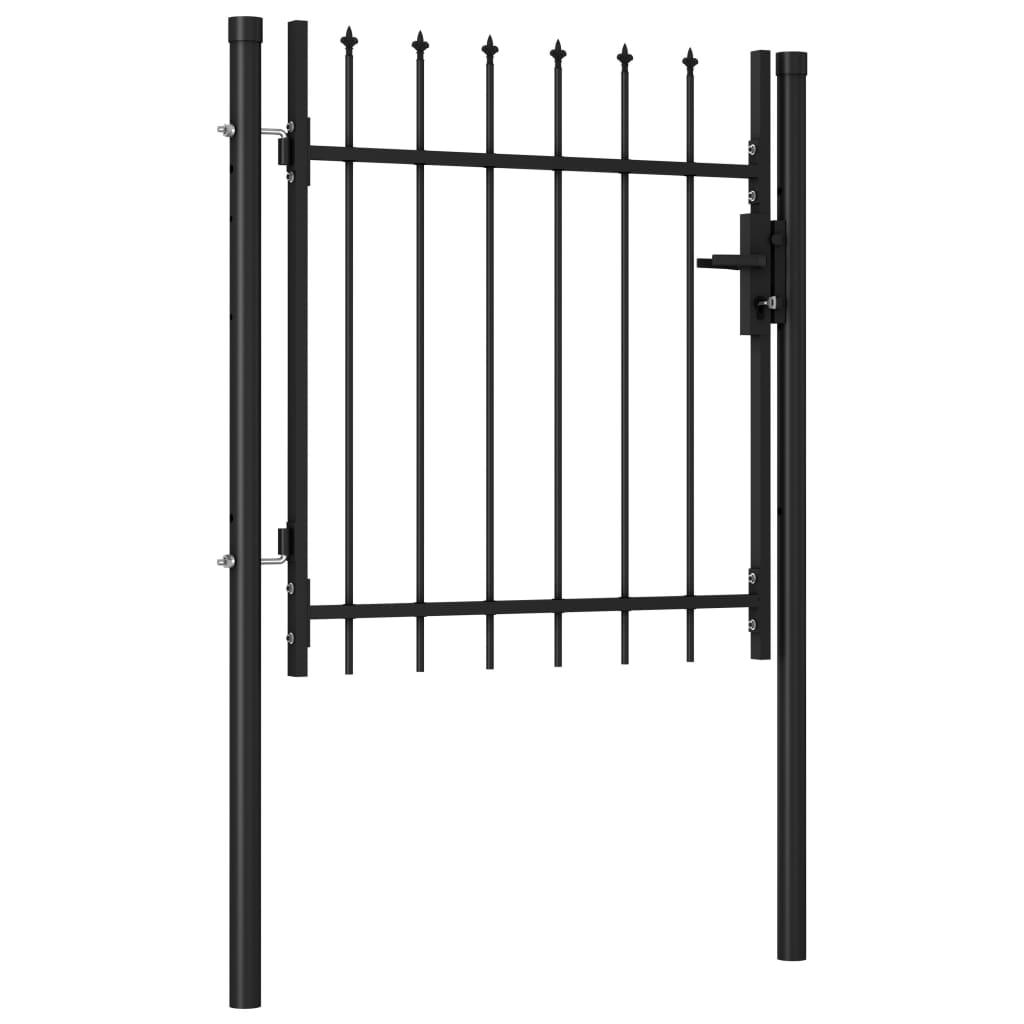 Fence Gate Single Door with Spike Top Steel 39.4"x39.4" Black at Set Shop and Smile