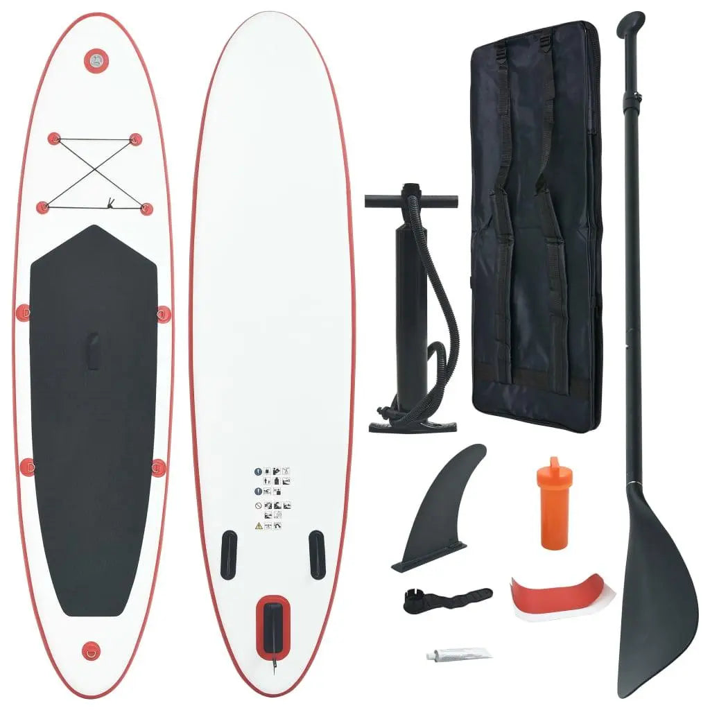 Stand Up Paddle Board Set SUP Surfboard Inflatable Red and White at Set Shop and Smile