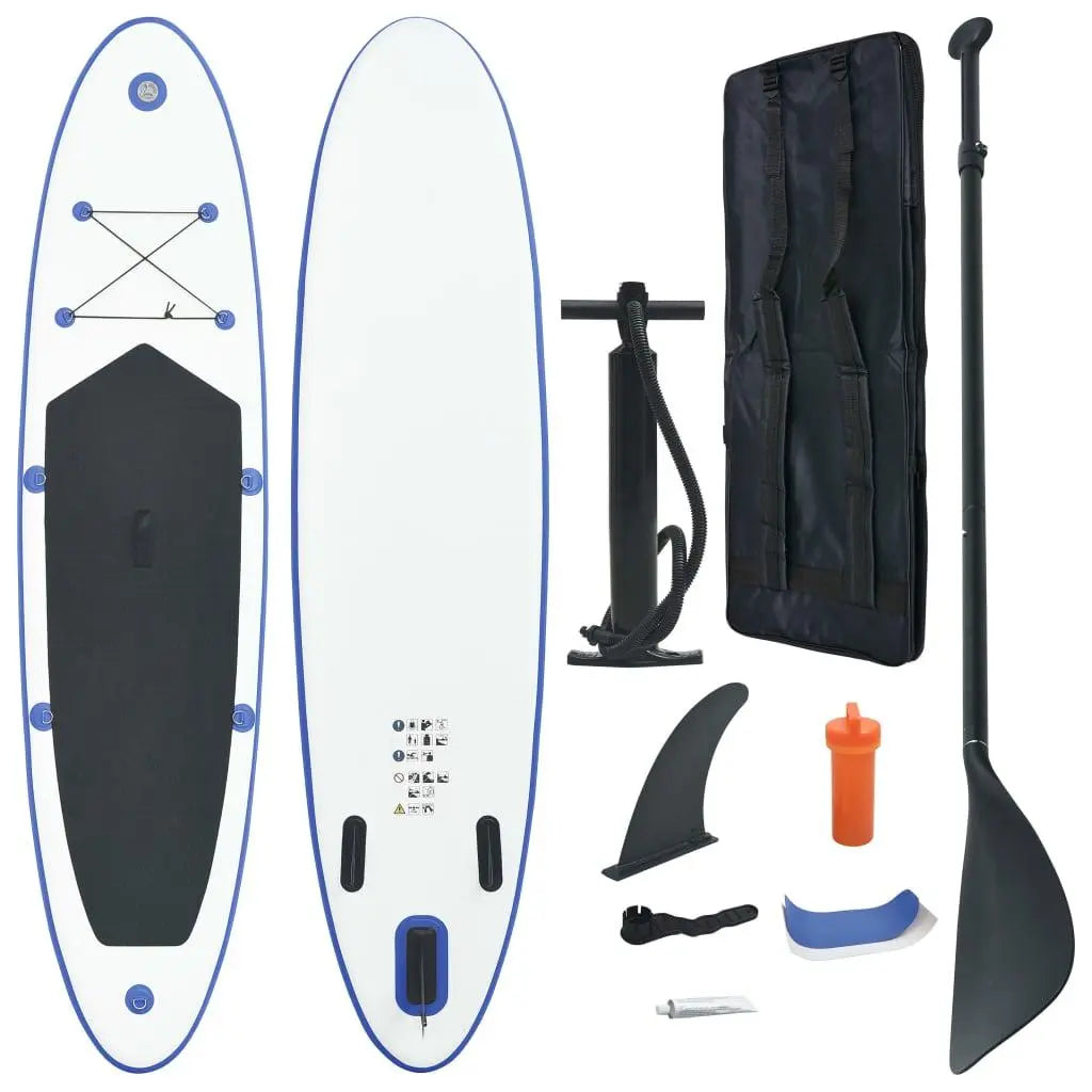 Stand Up Paddle Board Set SUP Surfboard Inflatable Blue and White at Set Shop and Smile