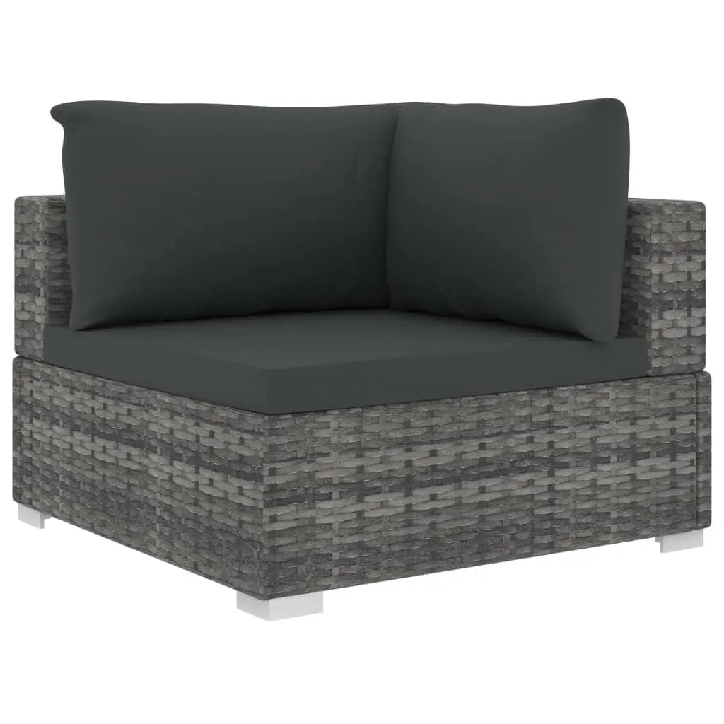4 Piece Patio Lounge Set with Cushions Poly Rattan Gray at Set Shop and Smile