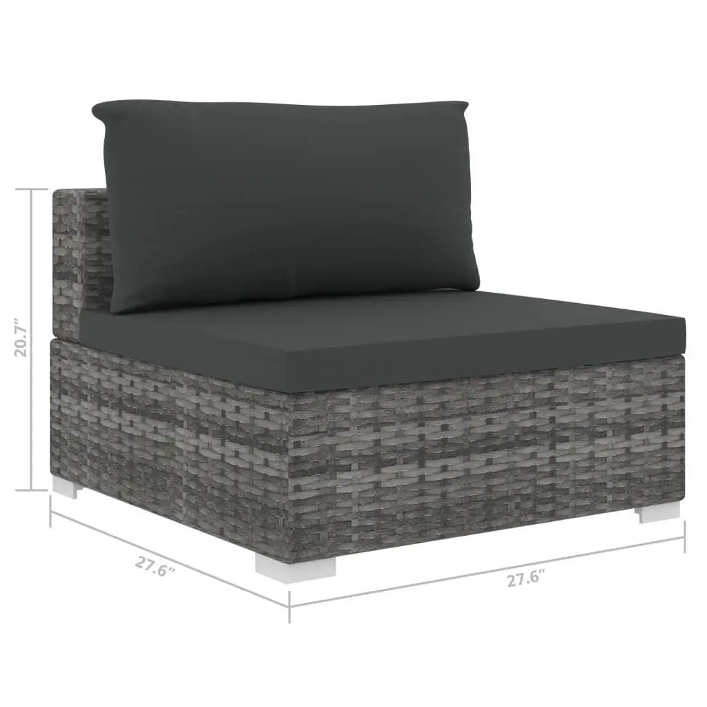 4 Piece Patio Lounge Set with Cushions Poly Rattan Gray at Set Shop and Smile