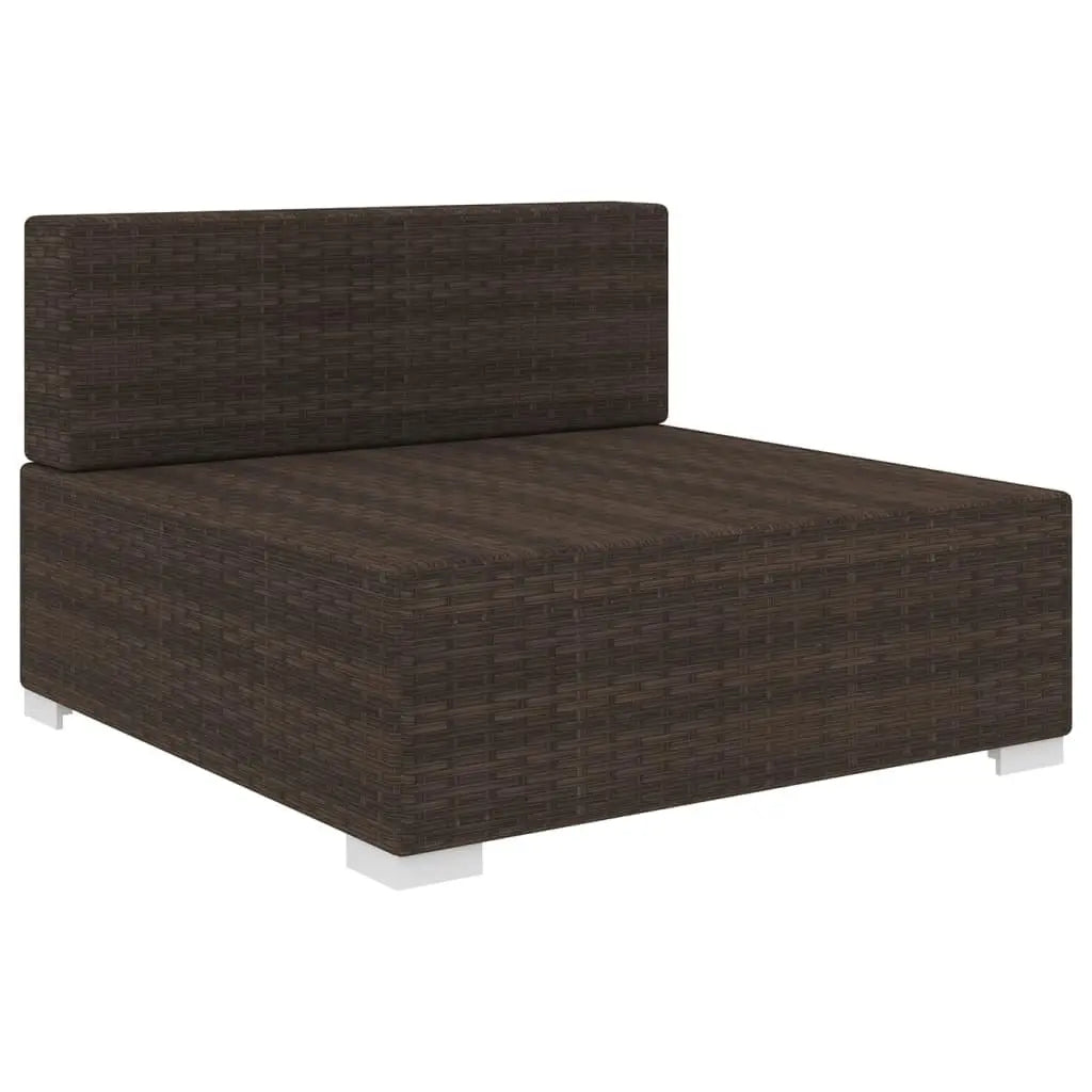 Sectional Middle Seat with Cushions Poly Rattan Brown at Set Shop and Smile