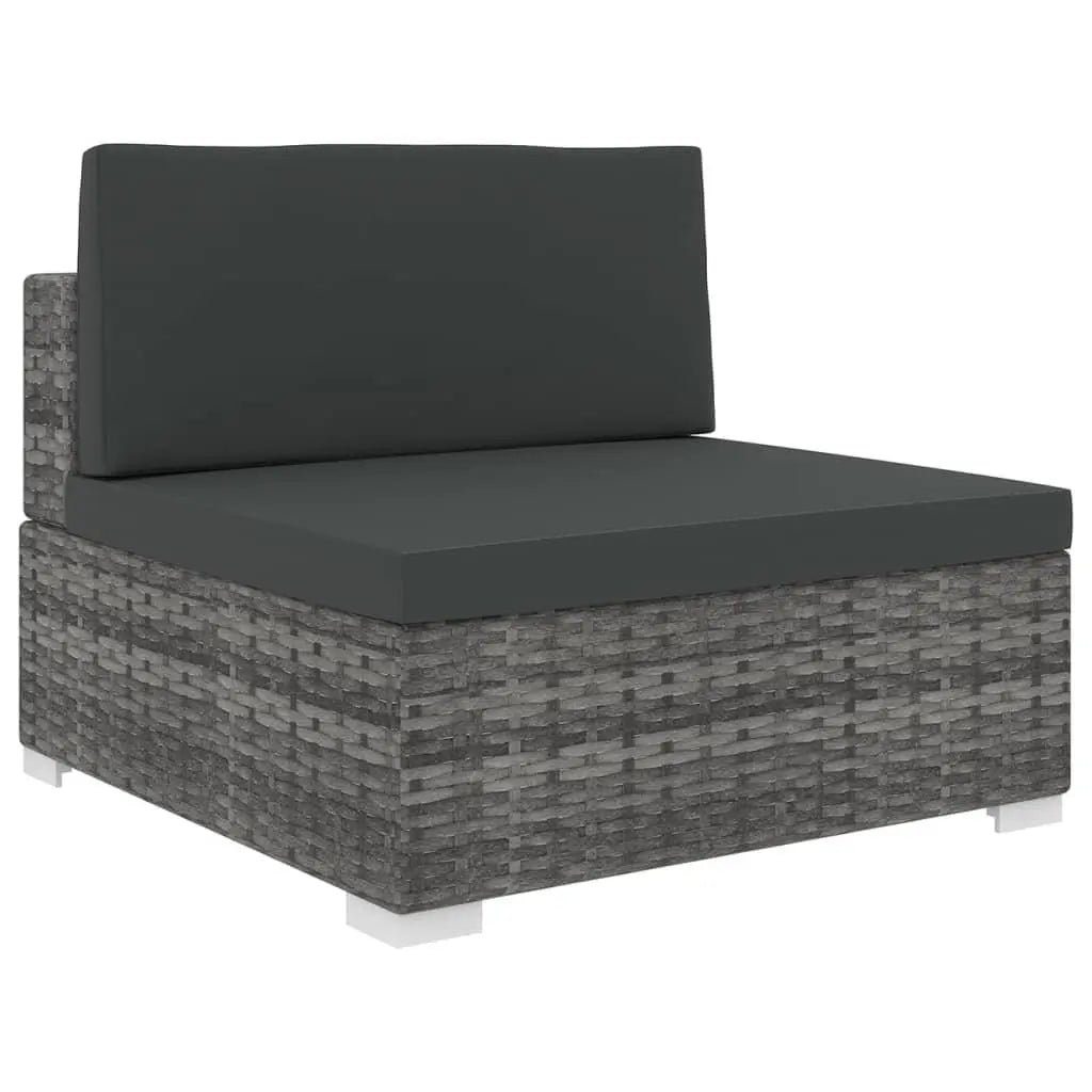 Sectional Middle Seat with Cushions Poly Rattan Gray at Set Shop and Smile