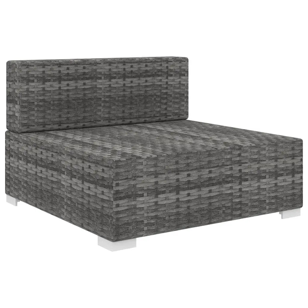 Sectional Middle Seat with Cushions Poly Rattan Gray at Set Shop and Smile
