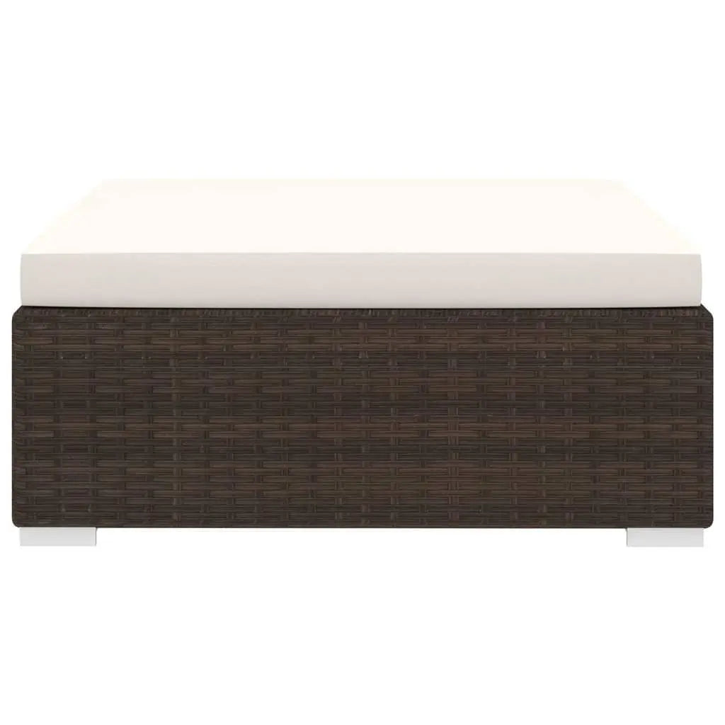 Sectional Footrest with Cushion Poly Rattan Brown at Set Shop and Smile