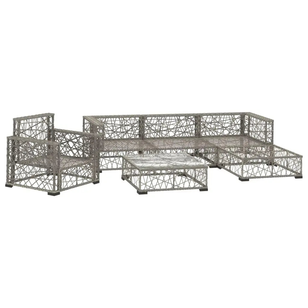 6 Piece Patio Lounge Set with Cushions Poly Rattan Gray at Set Shop and Smile