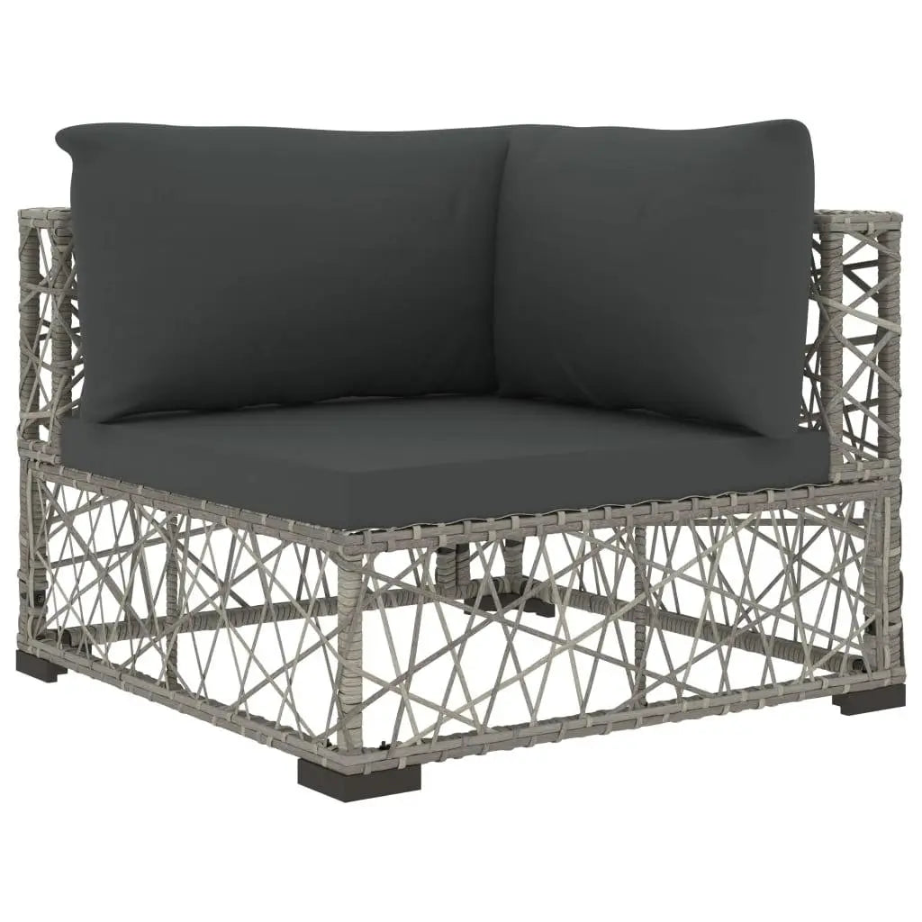 6 Piece Patio Lounge Set with Cushions Poly Rattan Gray at Set Shop and Smile