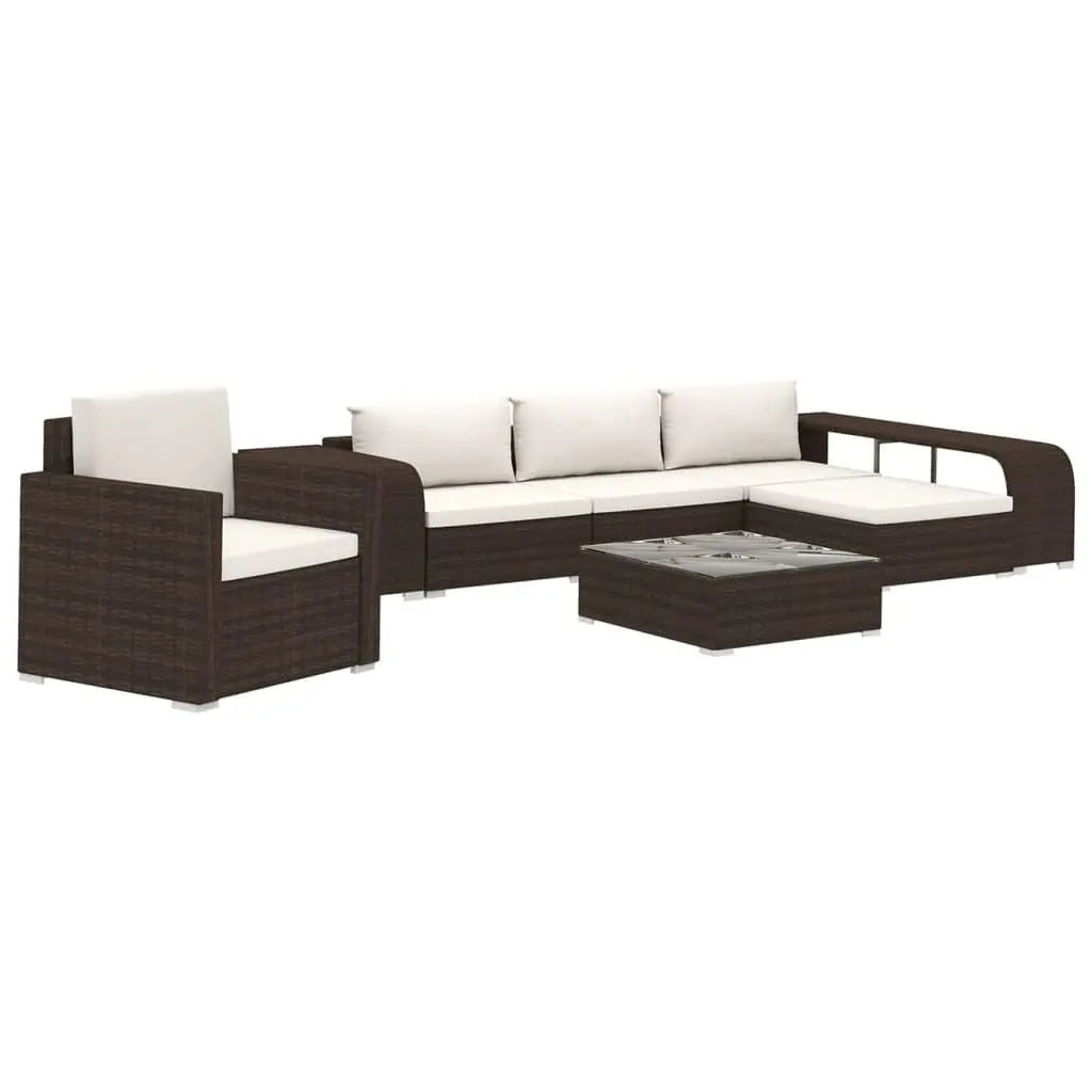 8 Piece Patio Lounge Set with Cushions Poly Rattan Brown at Set Shop and Smile