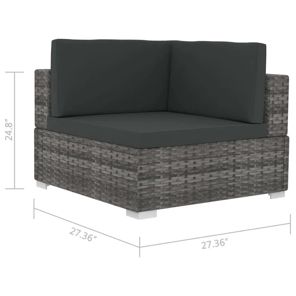4 Piece Patio Sofa Set with Cushions Poly Rattan Gray at Set Shop and Smile