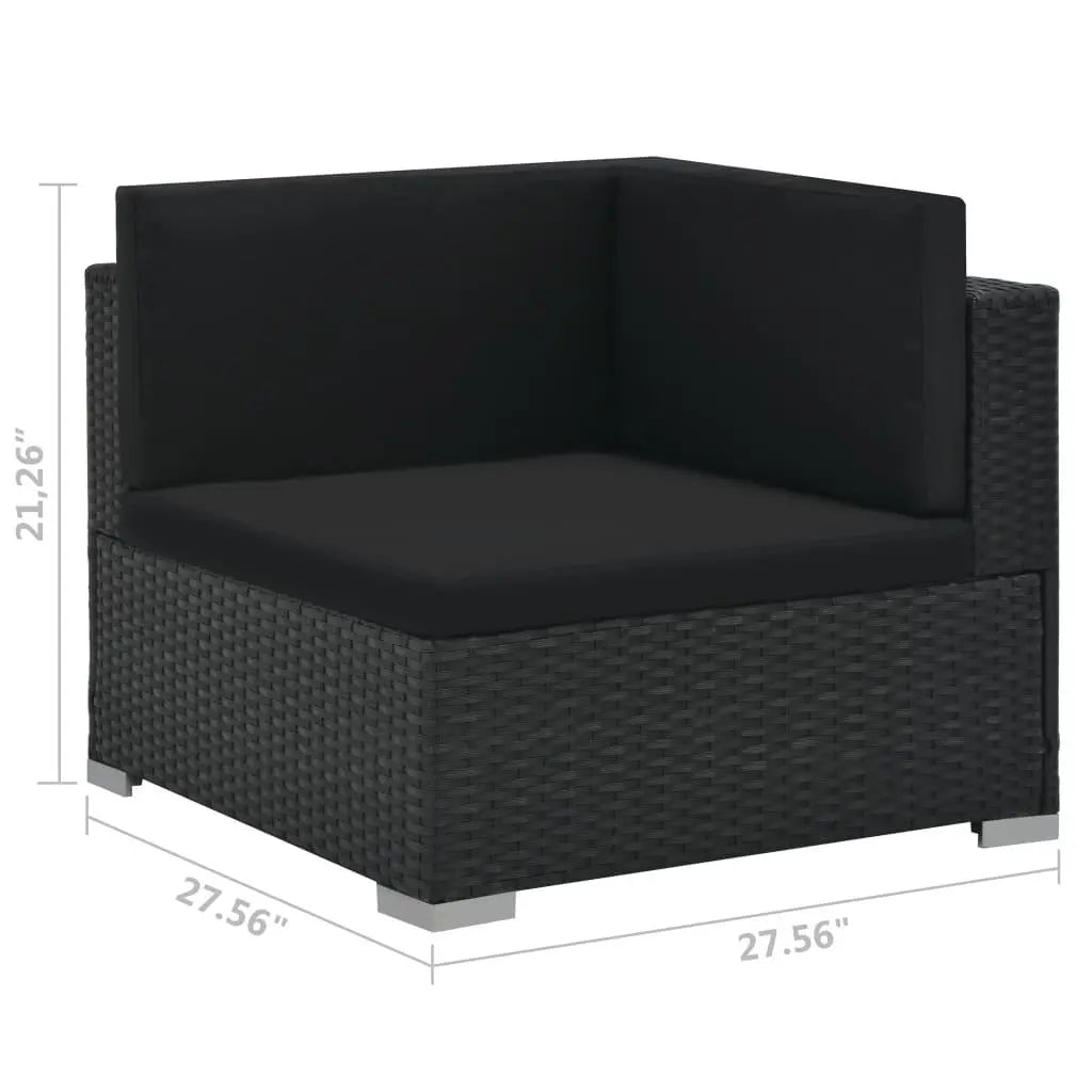 6 Piece Patio Lounge Set with Cushions Poly Rattan Black at Set Shop and Smile