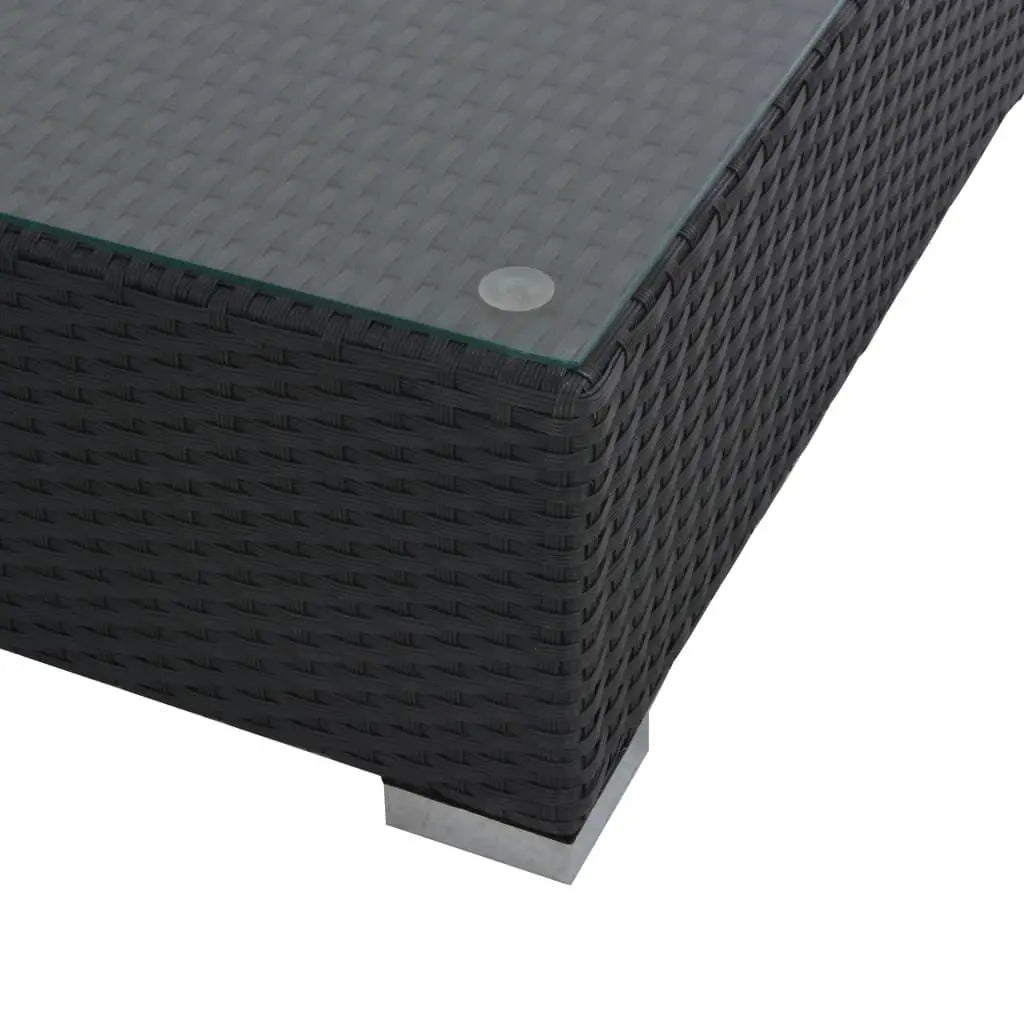 6 Piece Patio Lounge Set with Cushions Poly Rattan Black at Set Shop and Smile