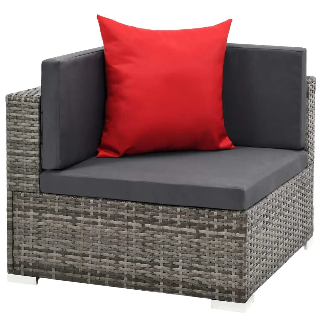 7 Piece Patio Lounge Set with Cushions Poly Rattan Gray at Set Shop and Smile