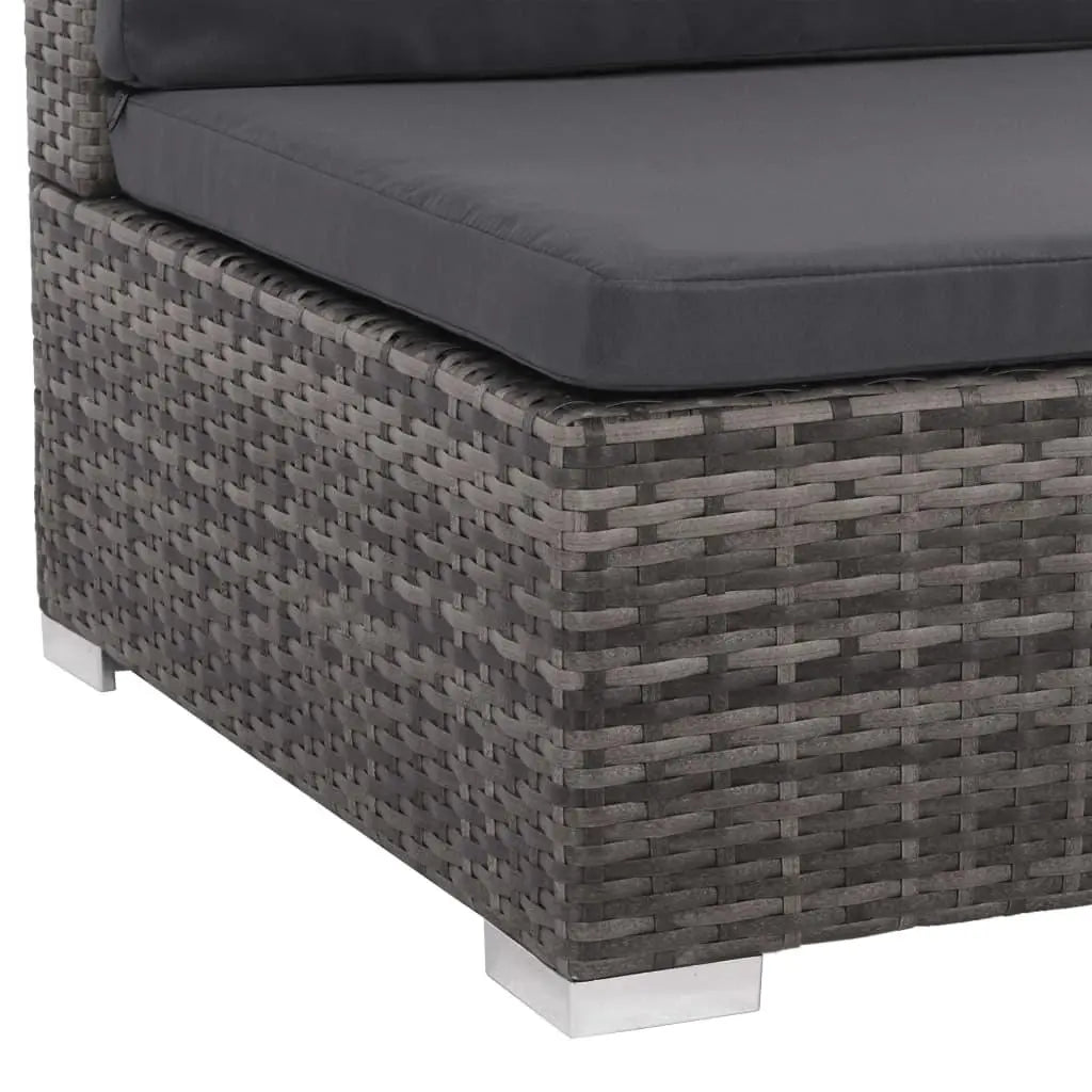 7 Piece Patio Lounge Set with Cushions Poly Rattan Gray at Set Shop and Smile