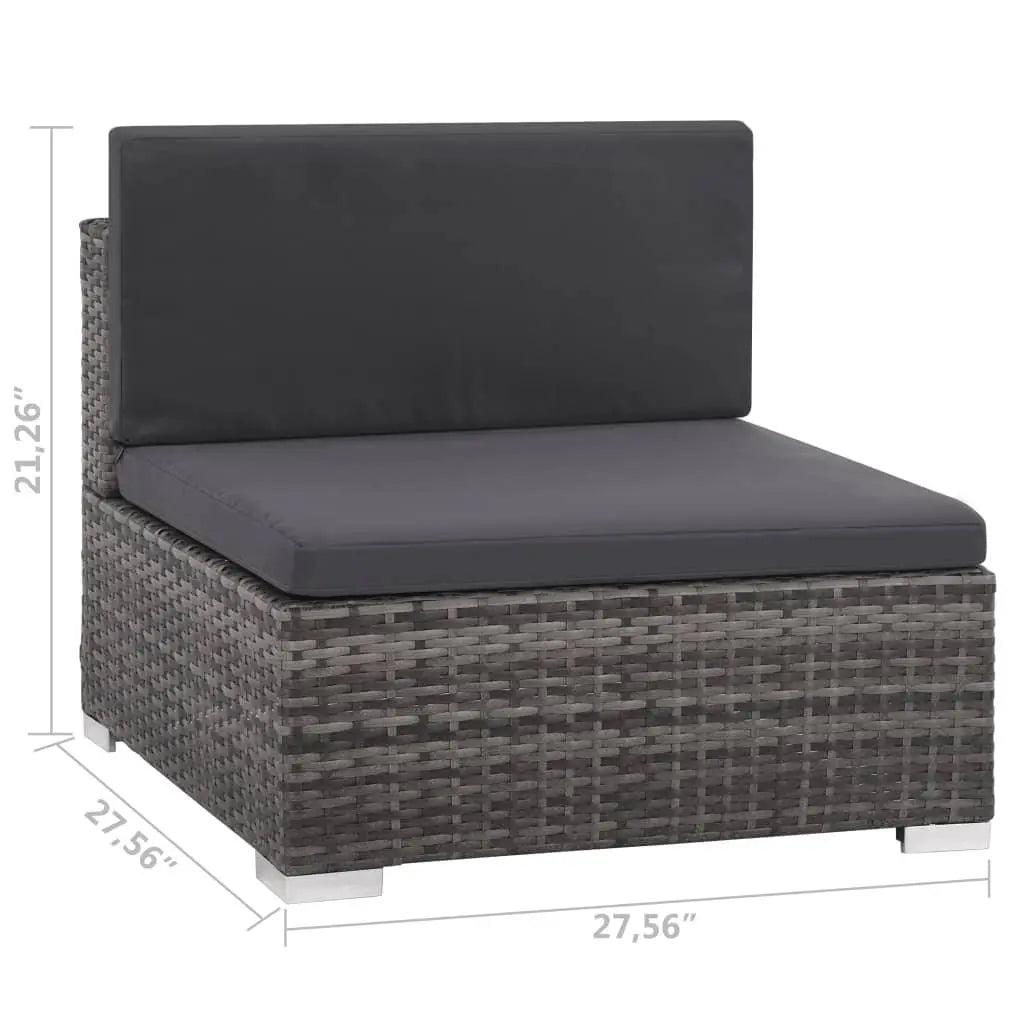 6 Piece Patio Lounge Set with Cushions Poly Rattan Gray at Set Shop and Smile