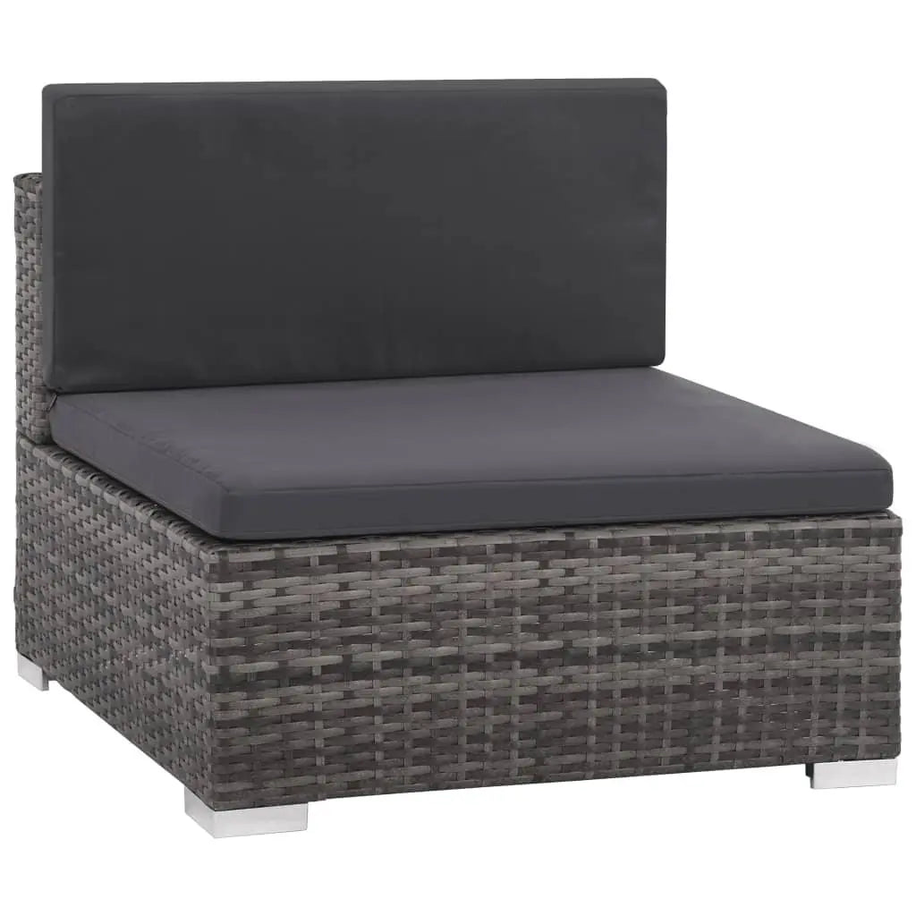 6 Piece Patio Lounge Set with Cushions Poly Rattan Gray at Set Shop and Smile