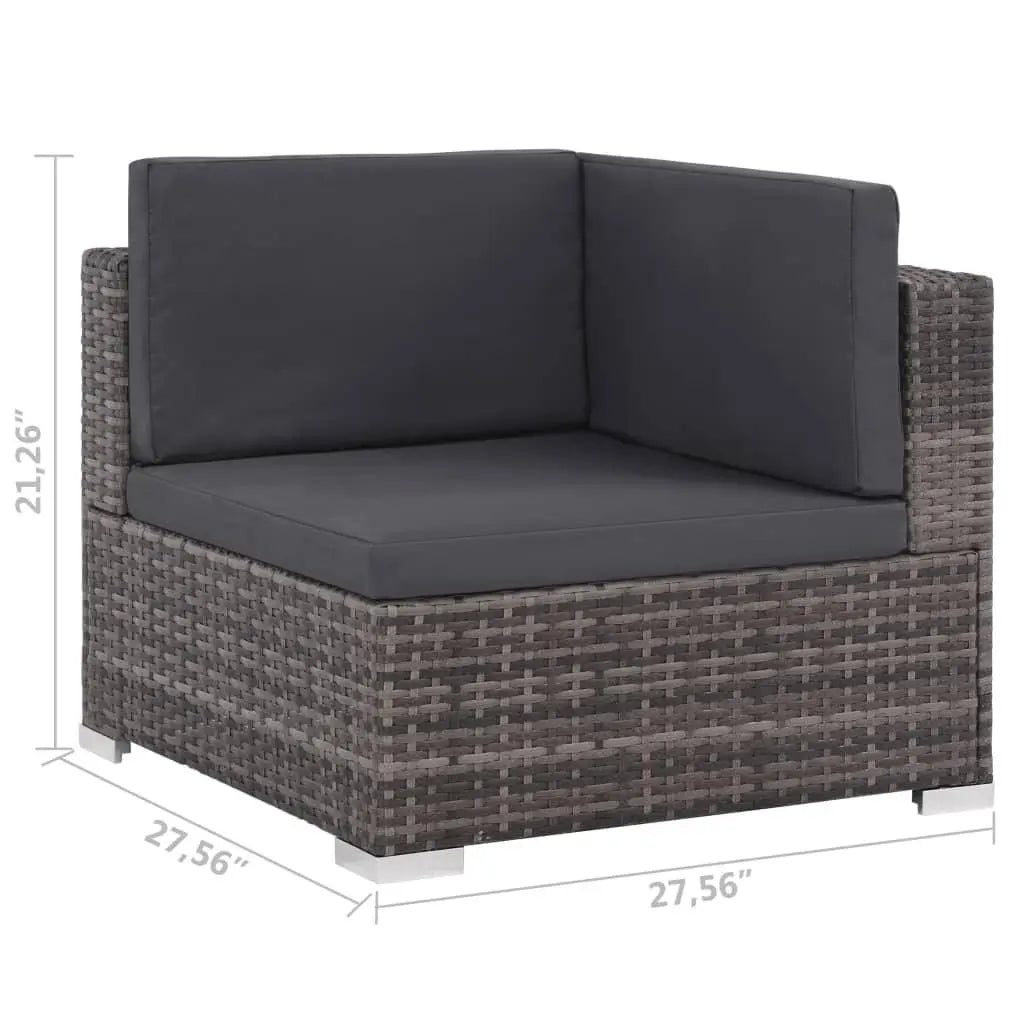 6 Piece Patio Lounge Set with Cushions Poly Rattan Gray at Set Shop and Smile