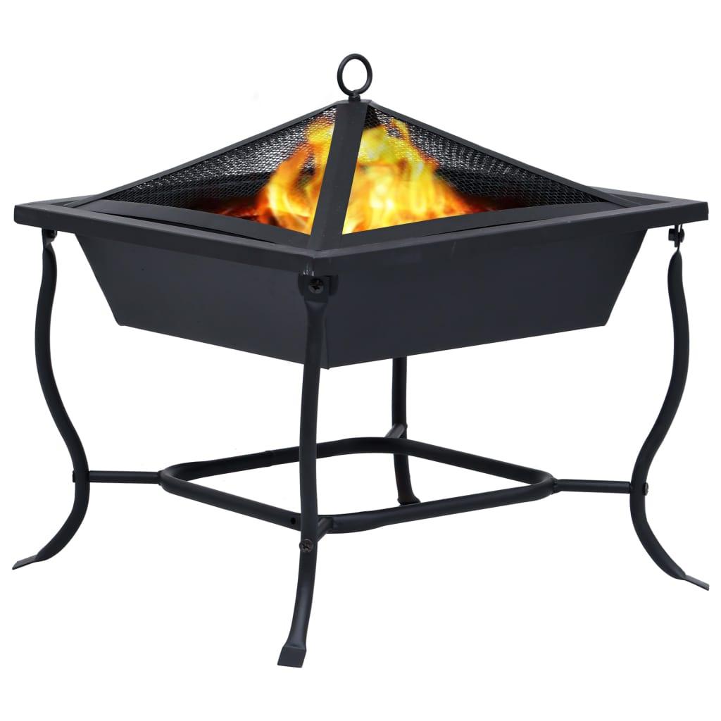 Fire Pit Black 17.7"x17.7"x17.7" Steel at Set Shop and Smile