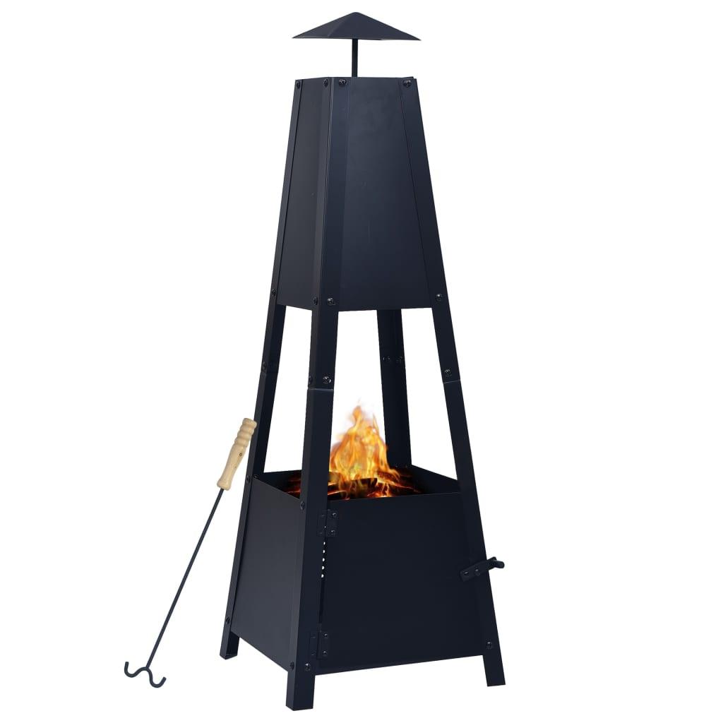 Fire Pit Black 13.8"x13.8"x39" Steel at Set Shop and Smile