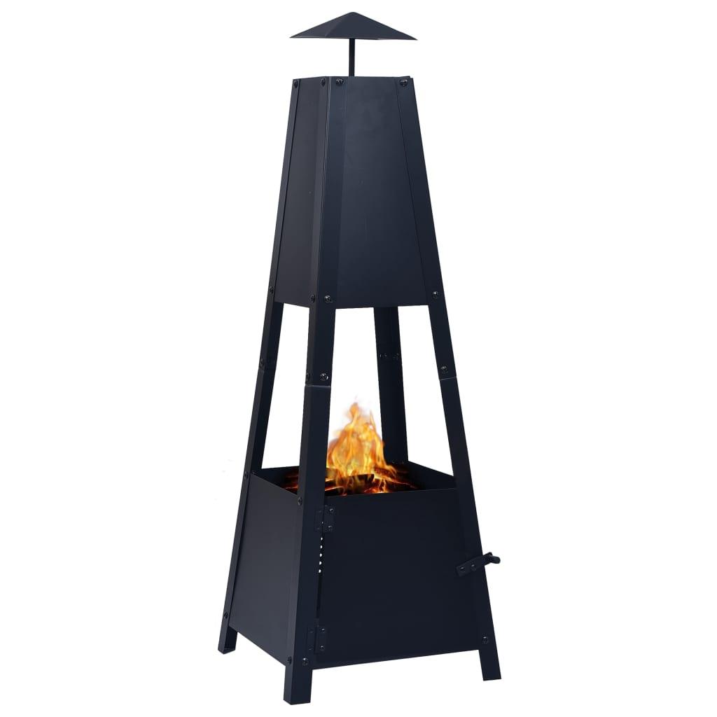 Fire Pit Black 13.8"x13.8"x39" Steel at Set Shop and Smile