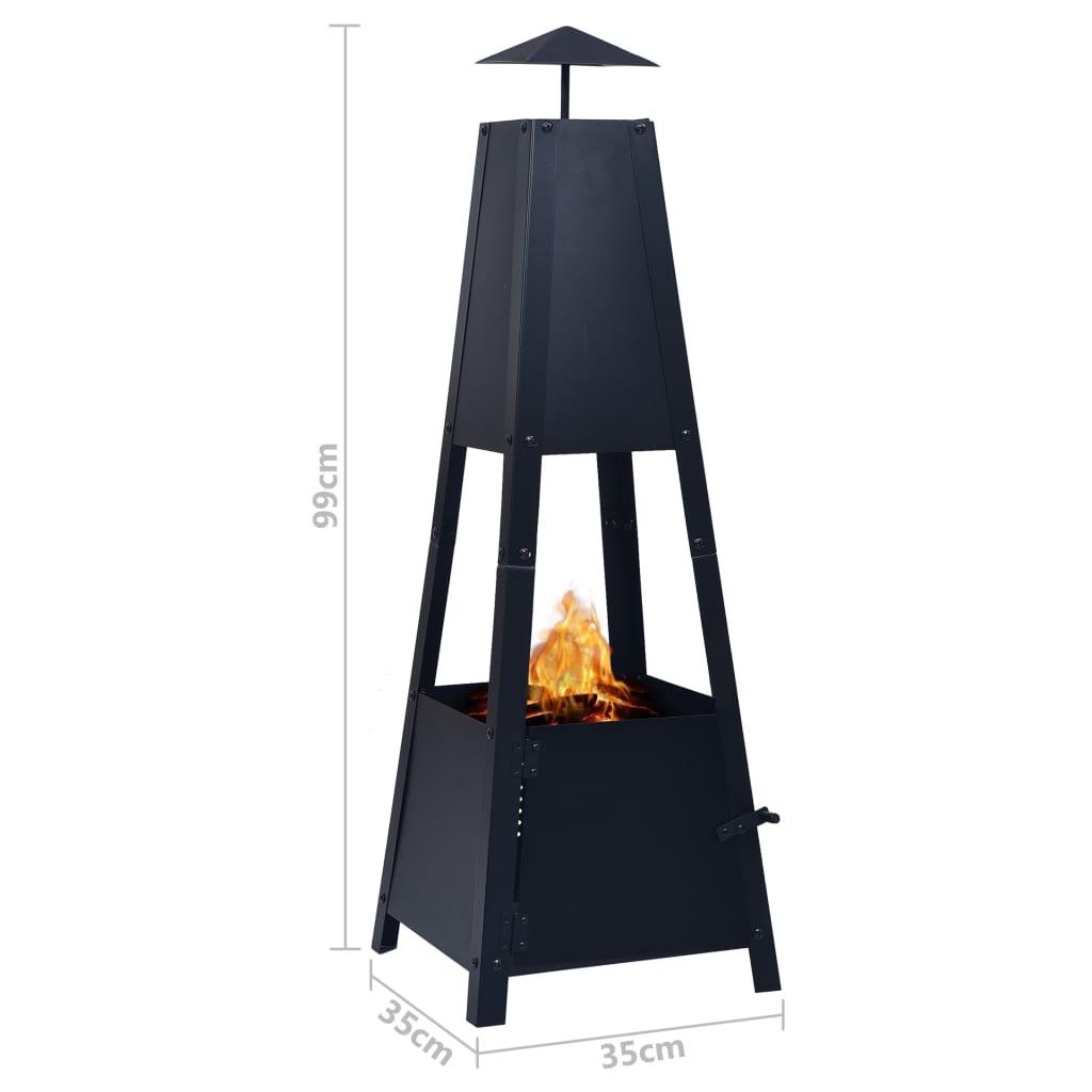 Fire Pit Black 13.8"x13.8"x39" Steel at Set Shop and Smile