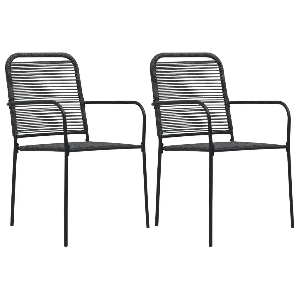 Patio Chairs 2 pcs Cotton Rope and Steel Black at Set Shop and Smile