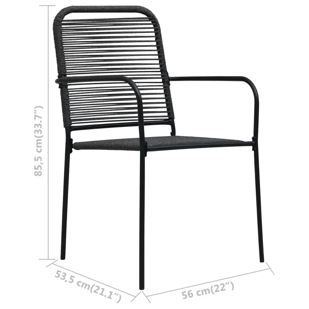 Patio Chairs 2 pcs Cotton Rope and Steel Black at Set Shop and Smile