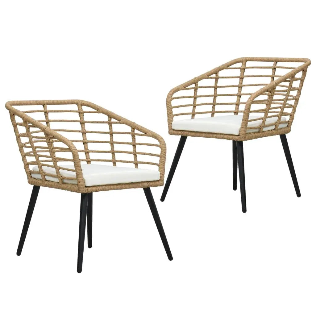 Patio Chairs with Cushions 2 pcs Poly Rattan Oak at Set Shop and Smile