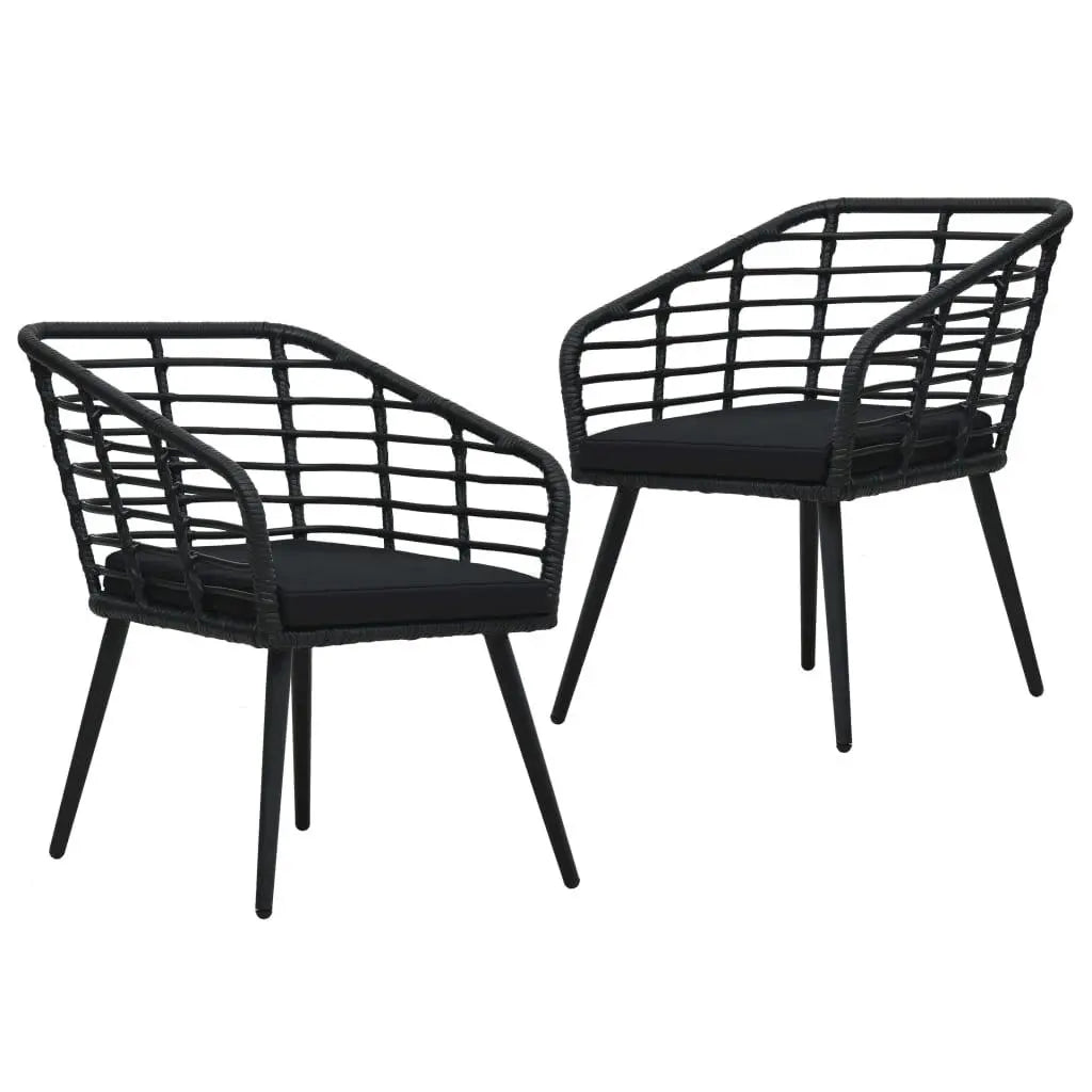Patio Chairs with Cushions 2 pcs Poly Rattan Black at Set Shop and Smile