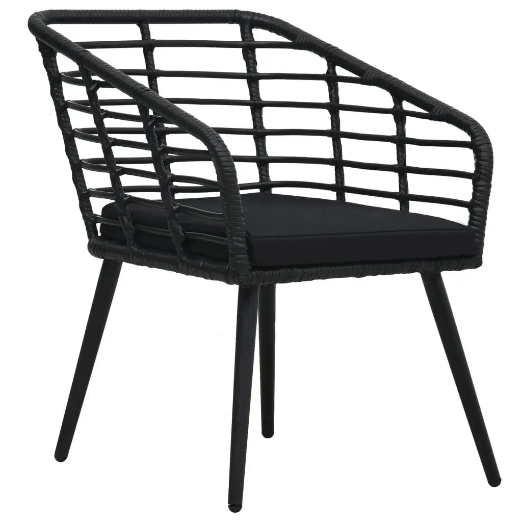 Patio Chairs with Cushions 2 pcs Poly Rattan Black at Set Shop and Smile
